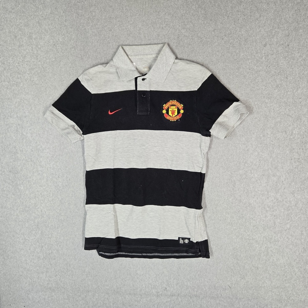 Manchester United Boy Polo L Gray Embroidered Nike Rugby 2012 Crest Soccer